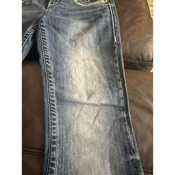 Vigoss The Chelsea Slim Boot 7/8 33 Long Denim Jeans Medium Wash Distressed - Picture 5 of 16